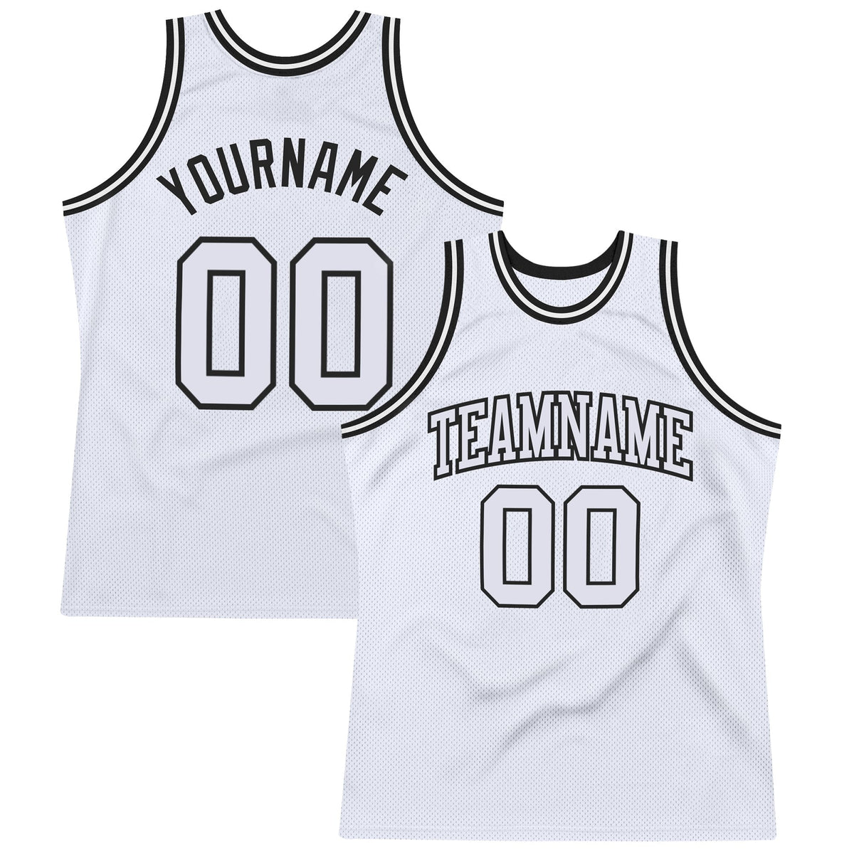 Custom White White-Black Authentic Throwback Basketball Jersey photo 1
