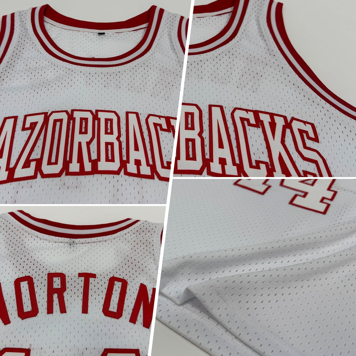 Custom White White-Red Authentic Throwback Basketball Jersey photo 2