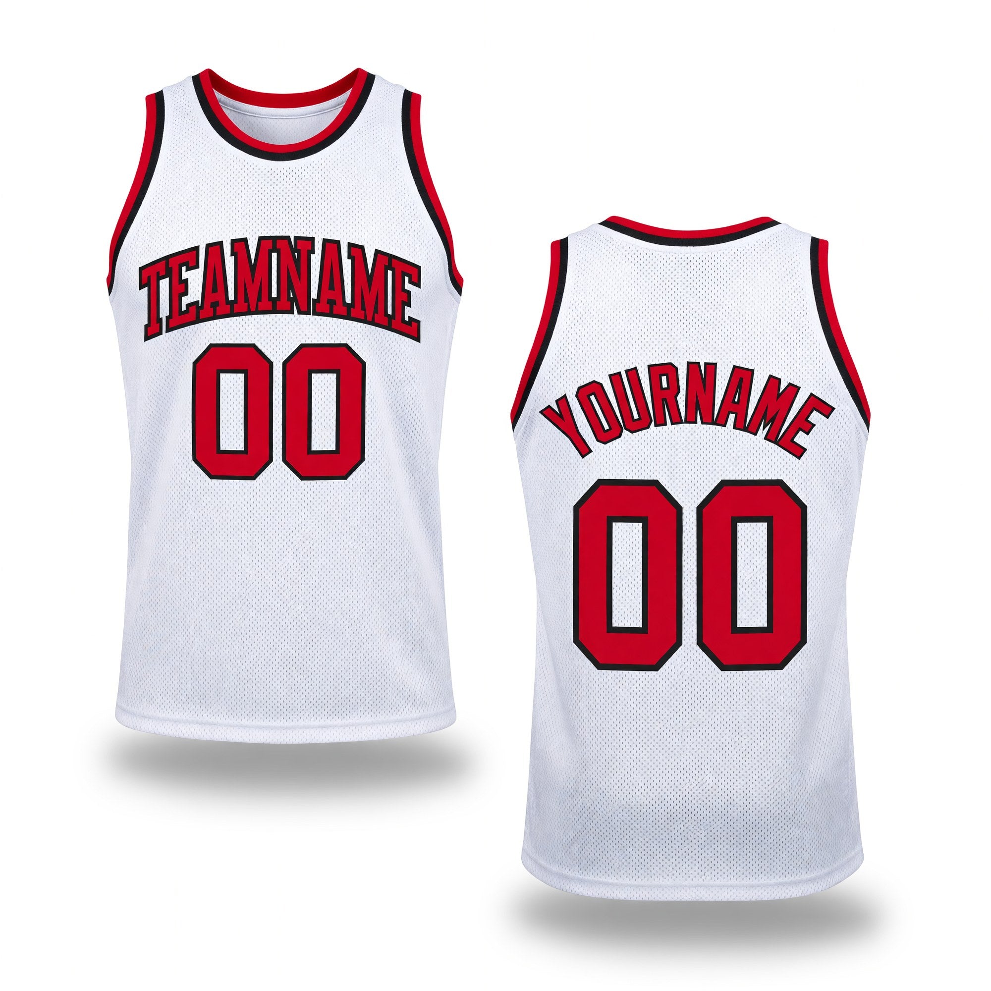Custom White Red-Black Authentic Throwback Basketball Jersey