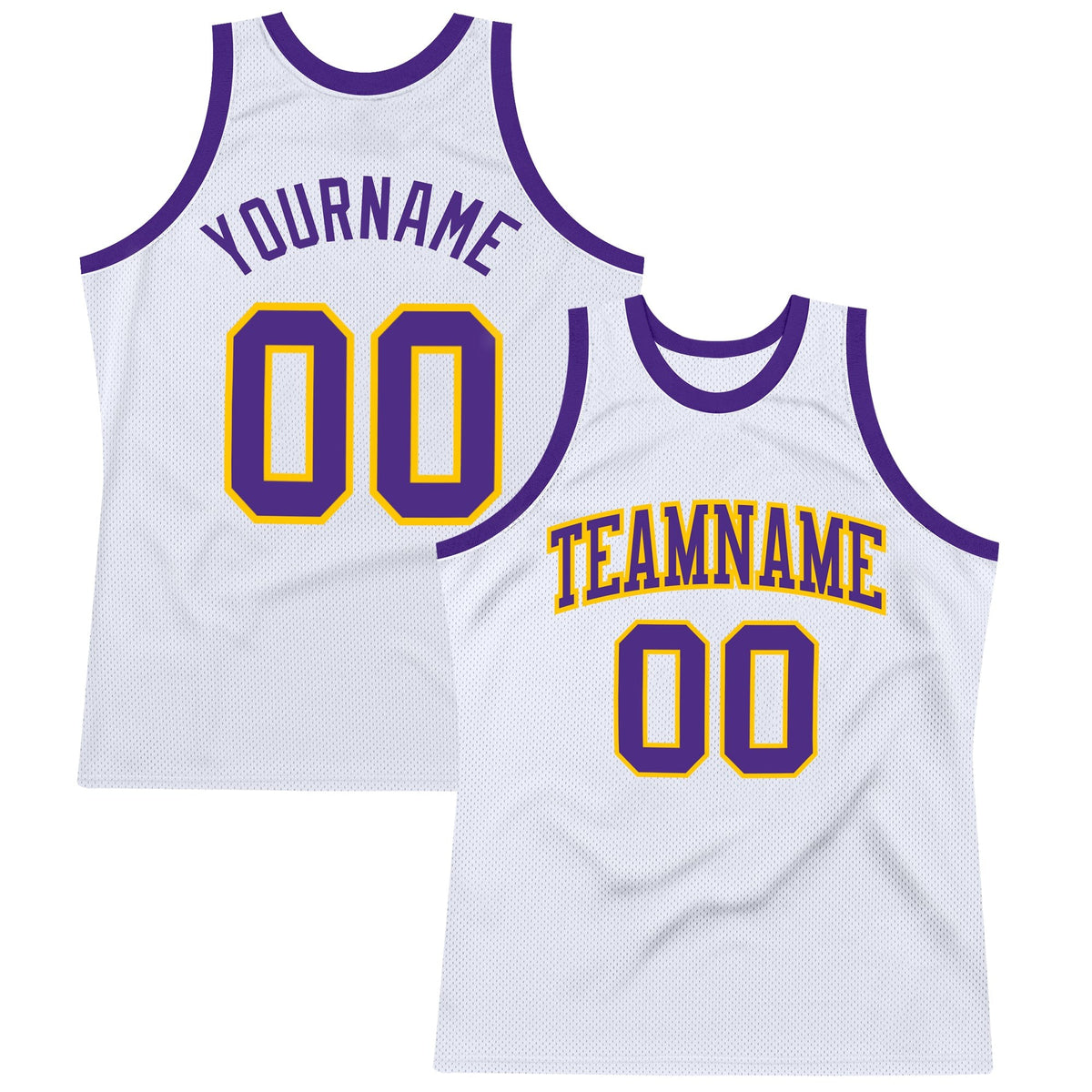 Custom White Purple-Gold Authentic Throwback Basketball Jersey photo 1