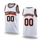 Custom White Black-Orange Authentic Throwback Basketball Jersey