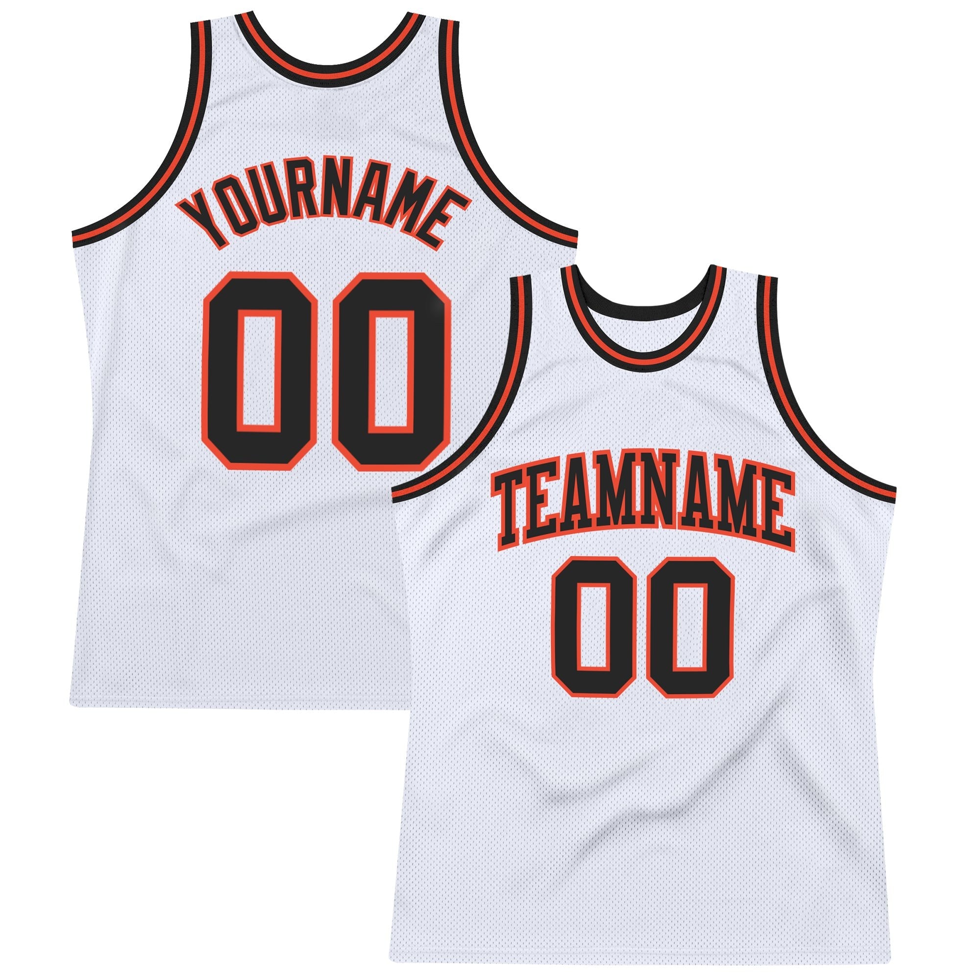 Custom White Black-Orange Authentic Throwback Basketball Jersey photo 1