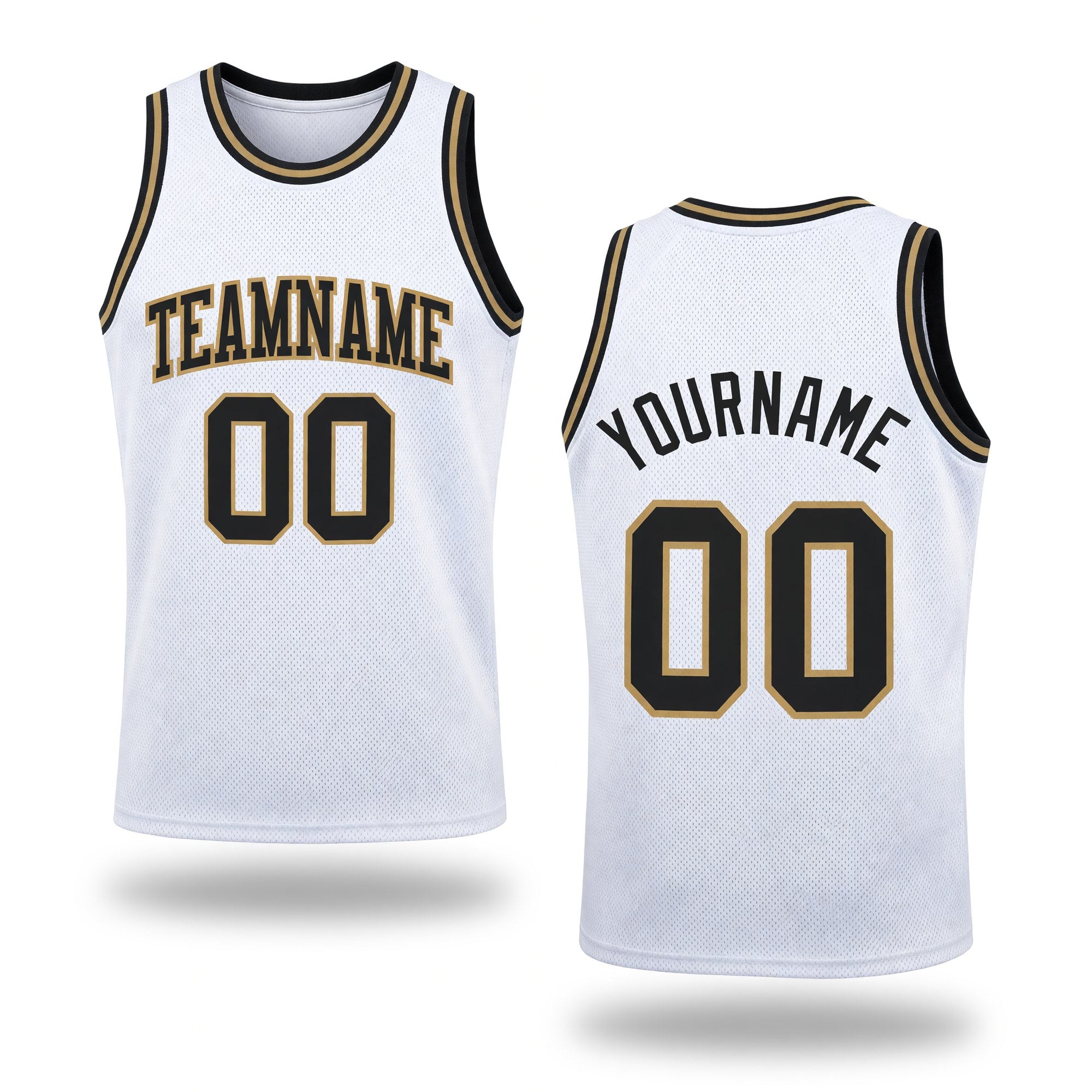 Custom White Black-Old Gold Authentic Throwback Basketball Jersey