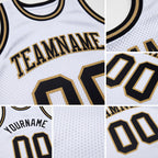Custom White Black-Old Gold Authentic Throwback Basketball Jersey detail