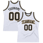Custom White Black-Old Gold Authentic Throwback Basketball Jersey photo 1