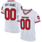 Custom White Red-Black Mesh Authentic Throwback Football Jersey photo 1