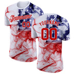 Custom White Red-Purple 3D American Flag Performance T-Shirt