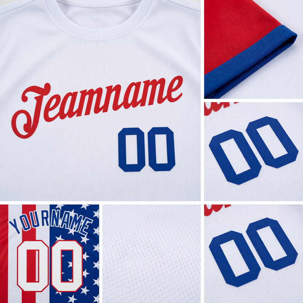 Custom White White-Red 3D American Flag Performance T-Shirt detail