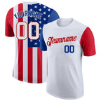 Custom White White-Red 3D American Flag Performance T-Shirt photo 1