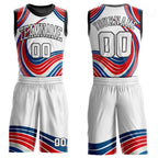 Custom White White-Red Round Neck Sublimation Basketball Uniform Jersey