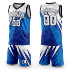 Custom White White-Royal Round Neck Sublimation Basketball Uniform Jersey