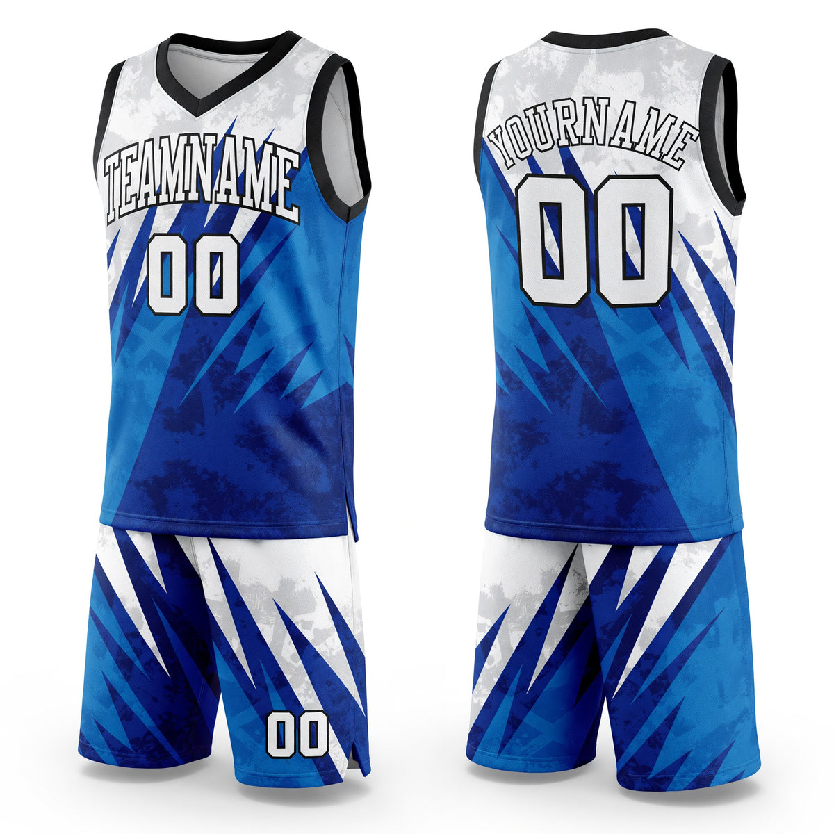 Custom White White-Royal Round Neck Sublimation Basketball Uniform Jersey
