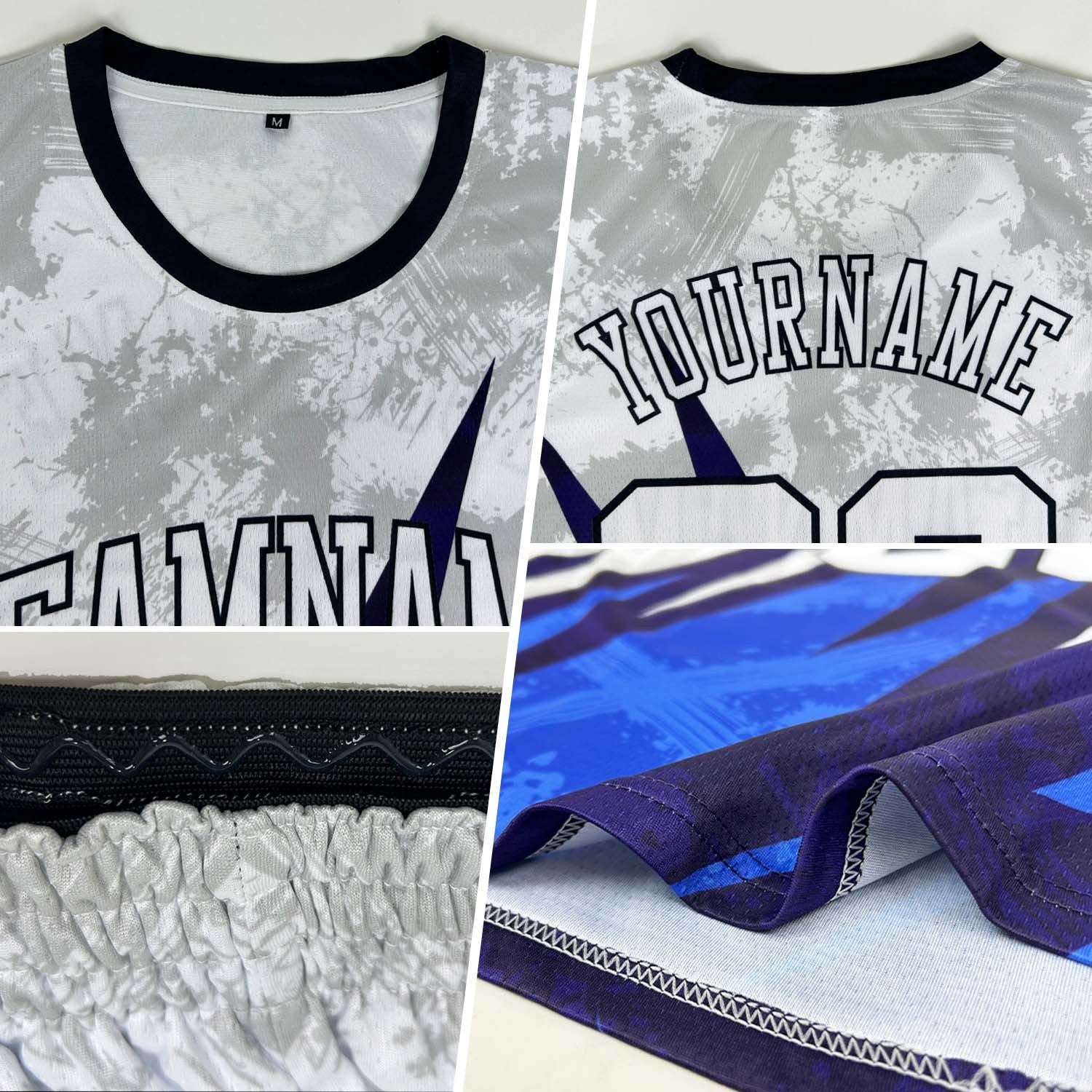 Custom White White-Royal Round Neck Sublimation Basketball Uniform Jersey photo 2