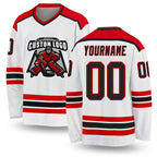 Custom White Black-Red Hockey Jersey