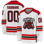 Custom White Black-Red Hockey Jersey photo 1