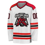 Custom White Black-Red Hockey Jersey photo 2