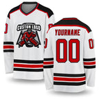 Custom White Red-Black Hockey Jersey