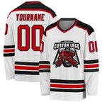 Custom White Red-Black Hockey Jersey photo 1