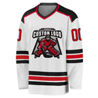 Custom White Red-Black Hockey Jersey photo 2