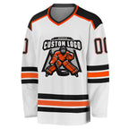 Custom White Black-Orange Hockey Jersey photo 2