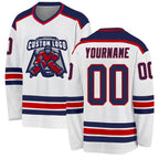 Custom White Navy-Red Hockey Jersey