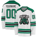 Custom White Kelly Green-Black Hockey Jersey photo 1