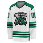 Custom White Kelly Green-Black Hockey Jersey photo 2
