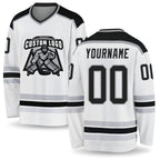 Custom White Black-Gray Hockey Jersey