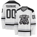 Custom White Black-Gray Hockey Jersey photo 1