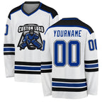 Custom White Royal-Black Hockey Jersey
