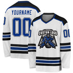 Custom White Royal-Black Hockey Jersey photo 1