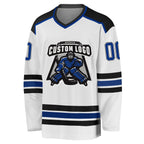 Custom White Royal-Black Hockey Jersey photo 2