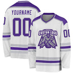 Custom White Purple-Gray Hockey Jersey photo 1