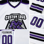 Custom White Purple-Black Hockey Jersey detail