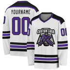 Custom White Purple-Black Hockey Jersey photo 1