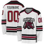 Custom White Maroon Cream-Black Hockey Jersey photo 1