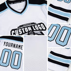 Custom White Silver-Black Hockey Jersey detail