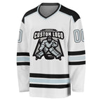 Custom White Silver-Black Hockey Jersey photo 2