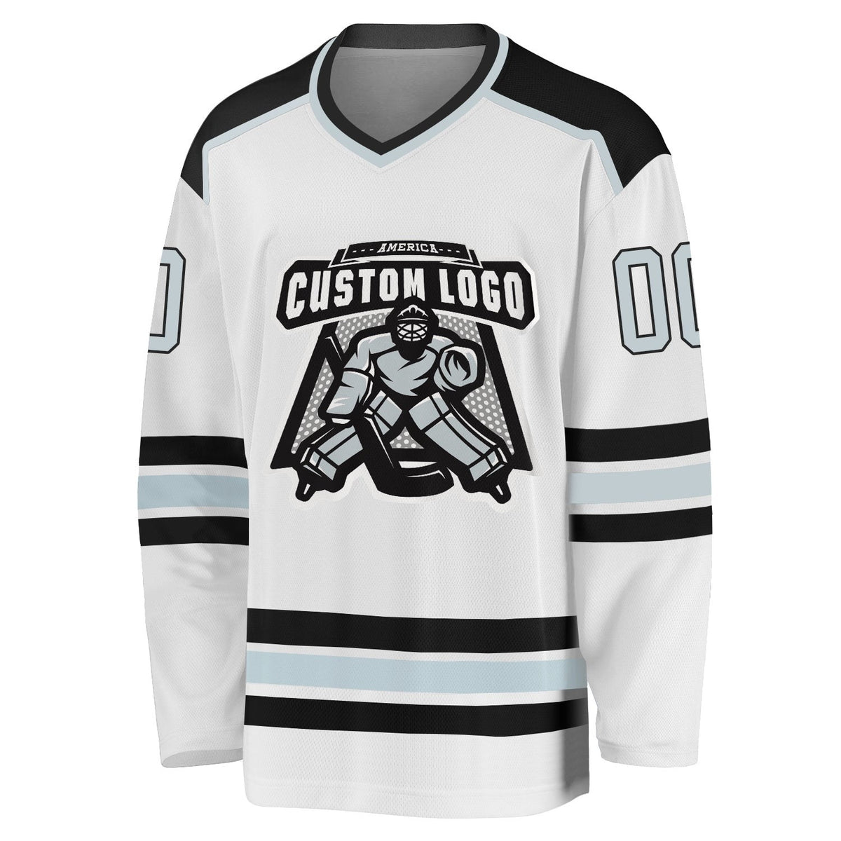 Custom White Silver-Black Hockey Jersey photo 2
