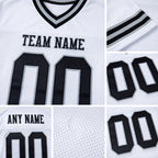 Custom White Black-Gray Mesh Authentic Football Jersey detail