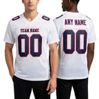 Custom White Navy-Red Mesh Authentic Football Jersey worn front and back