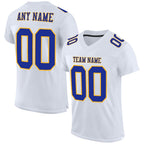 Custom White Royal-Gold Mesh Authentic Football Jersey photo 1