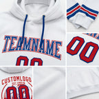 Custom Stitched White Red-Royal Football Pullover Sweatshirt Hoodie detail
