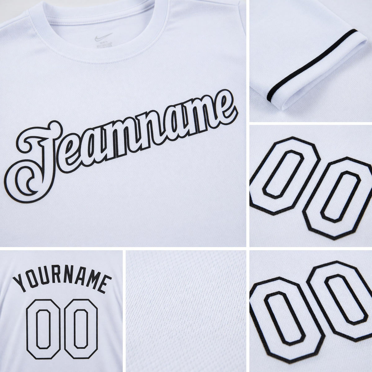 Custom White White-Black Performance T-Shirt detail