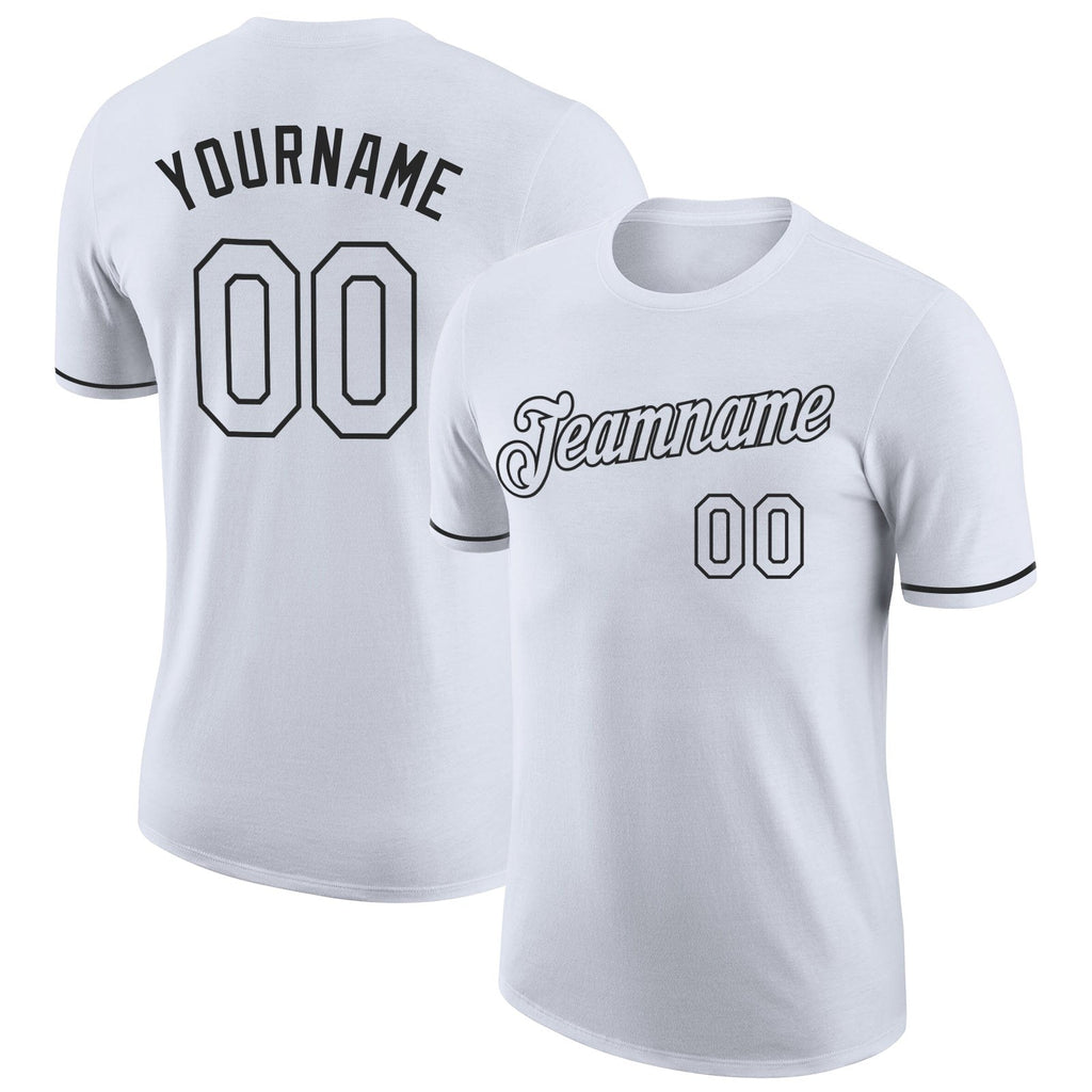 Custom White White-Black Performance T-Shirt photo 1