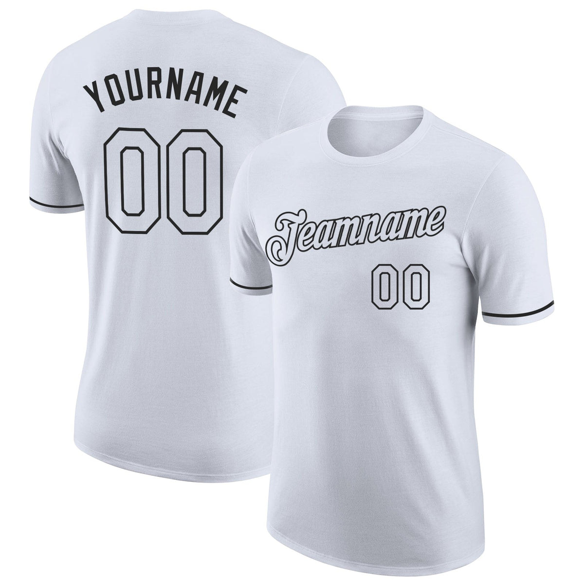 Custom White White-Black Performance T-Shirt photo 1