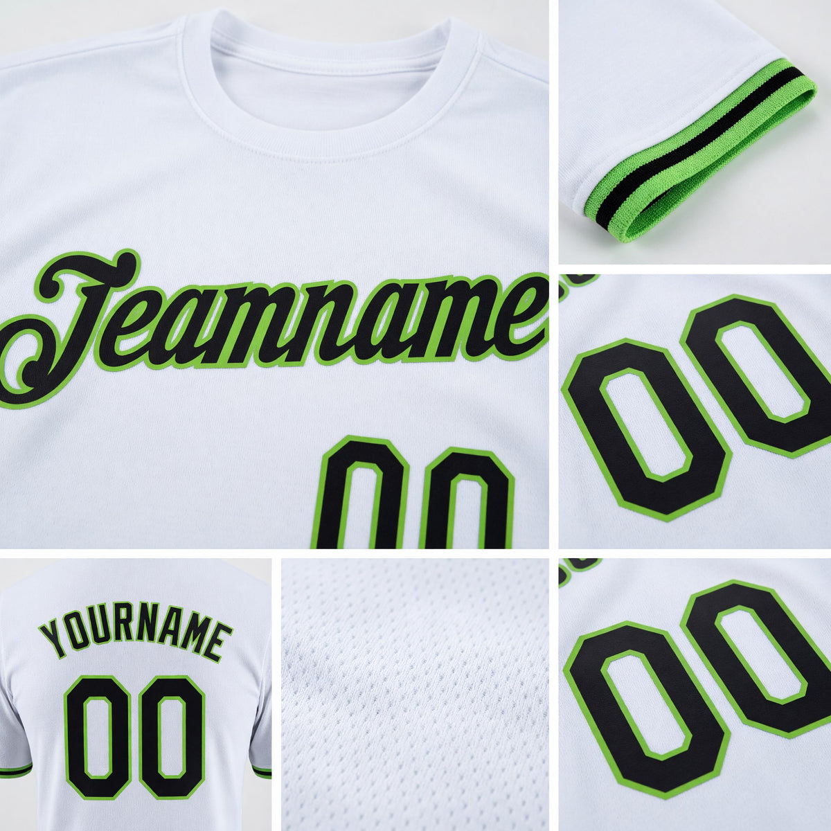 Custom White Black-Neon Green Performance T-Shirt detail