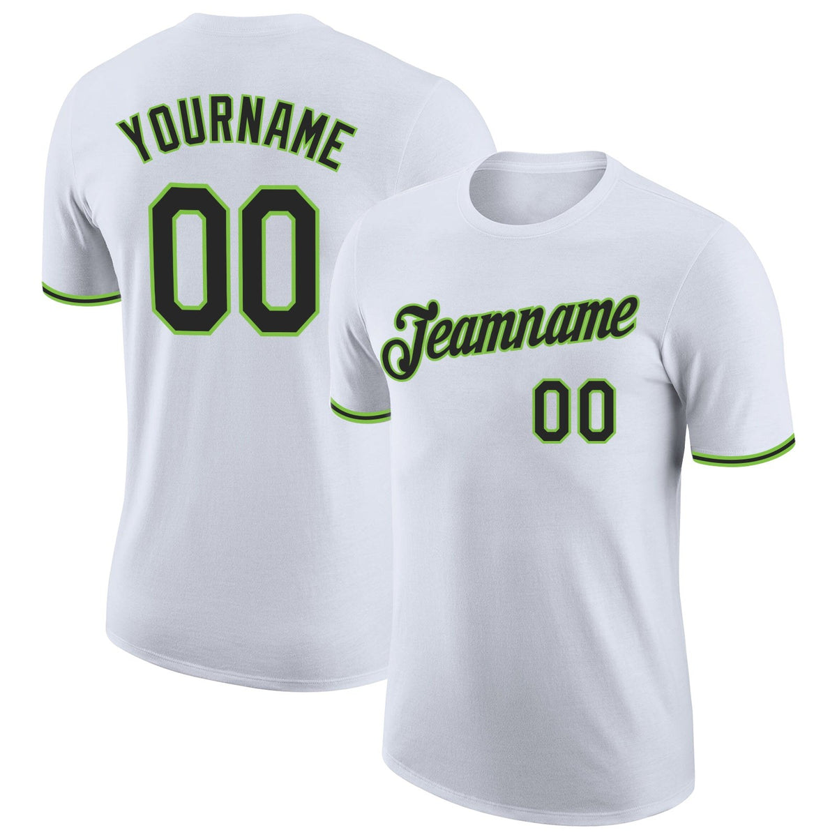 Custom White Black-Neon Green Performance T-Shirt photo 1
