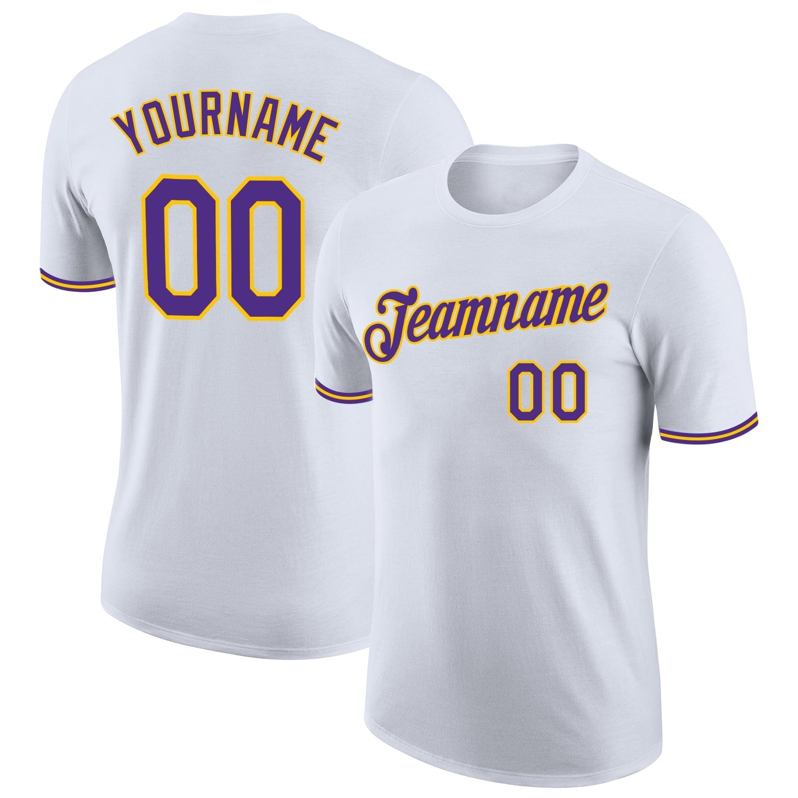 Custom White Purple-Gold Performance T-Shirt photo 1