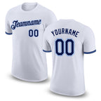 Custom White Navy-Powder Blue Performance T-Shirt